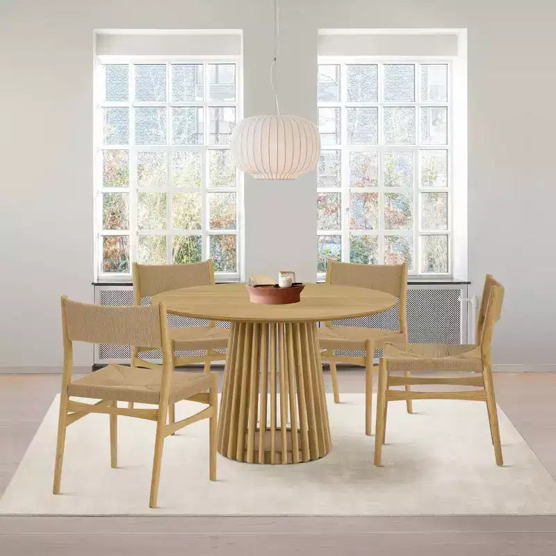 Armen Living Set di 2 Sedie da Pranzo Erie in Corda di Carta Intrecciata e Legno