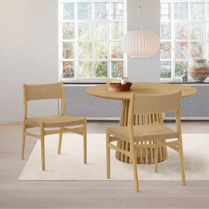 Armen Living Set di 2 Sedie da Pranzo Erie in Corda di Carta Intrecciata e Legno