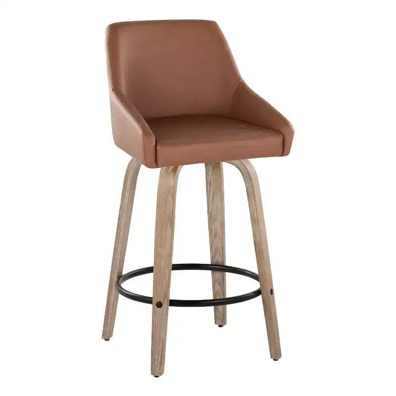 LumiSource Set di 2 Sgabelli Hannah Altezza Bancone Legno Bianco Anticatura
