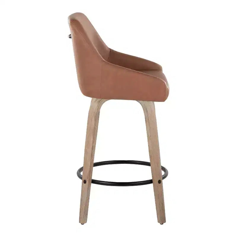 LumiSource Set di 2 Sgabelli Hannah Altezza Bancone Legno Bianco Anticatura