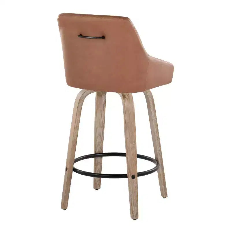 LumiSource Set di 2 Sgabelli Hannah Altezza Bancone Legno Bianco Anticatura