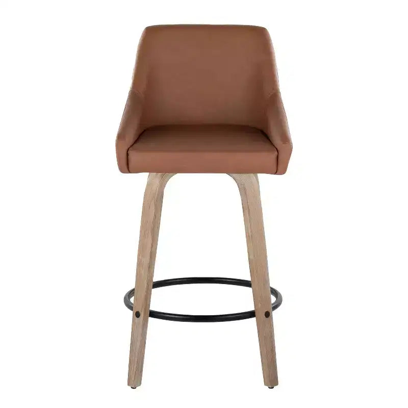 LumiSource Set di 2 Sgabelli Hannah Altezza Bancone Legno Bianco Anticatura