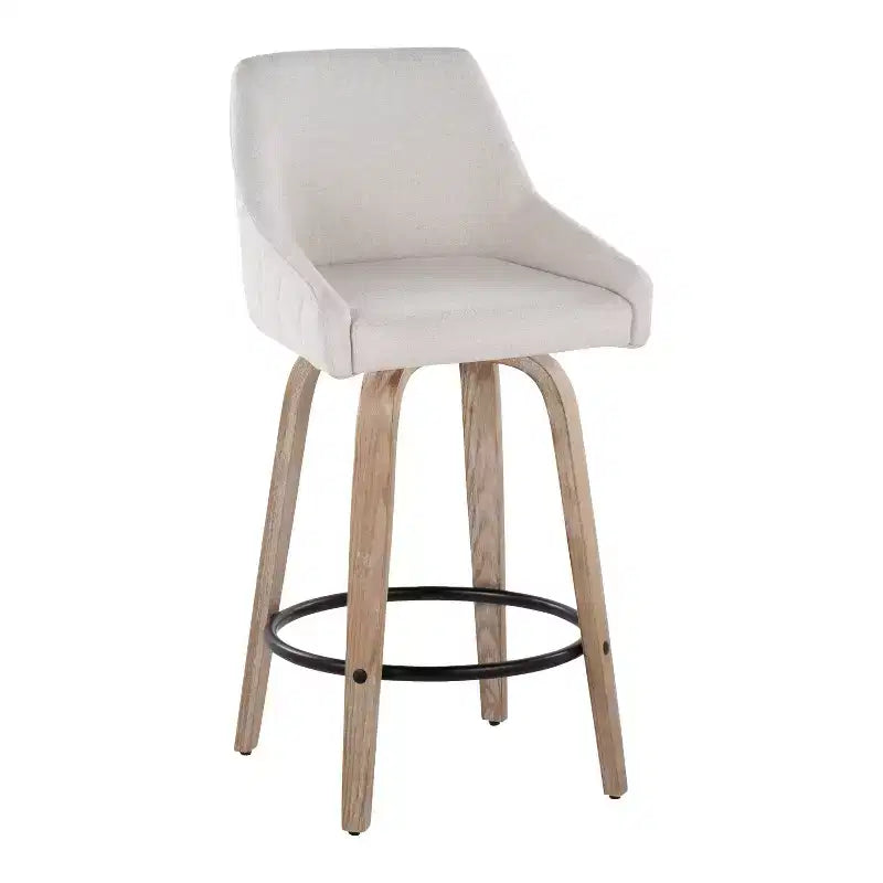 LumiSource Set di 2 Sgabelli Hannah Altezza Bancone Legno Bianco Anticatura