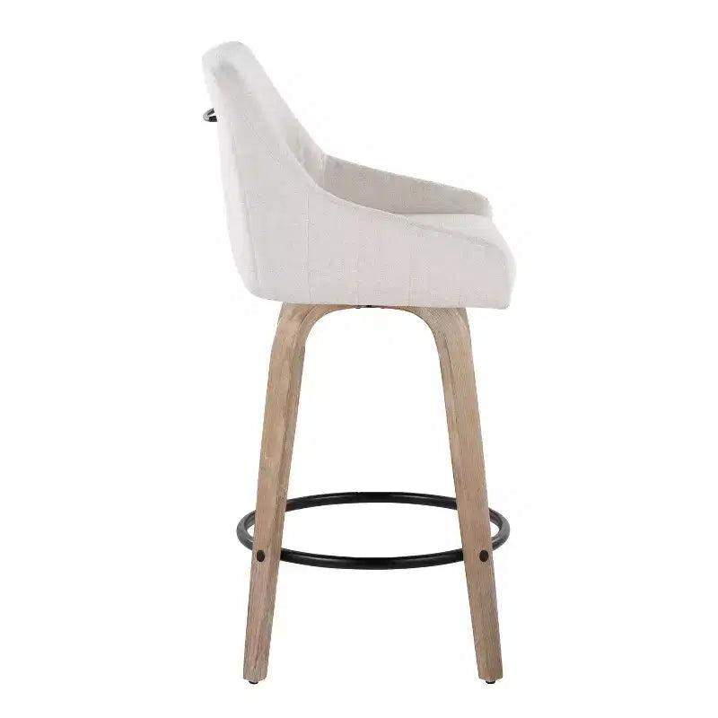 LumiSource Set di 2 Sgabelli Hannah Altezza Bancone Legno Bianco Anticatura
