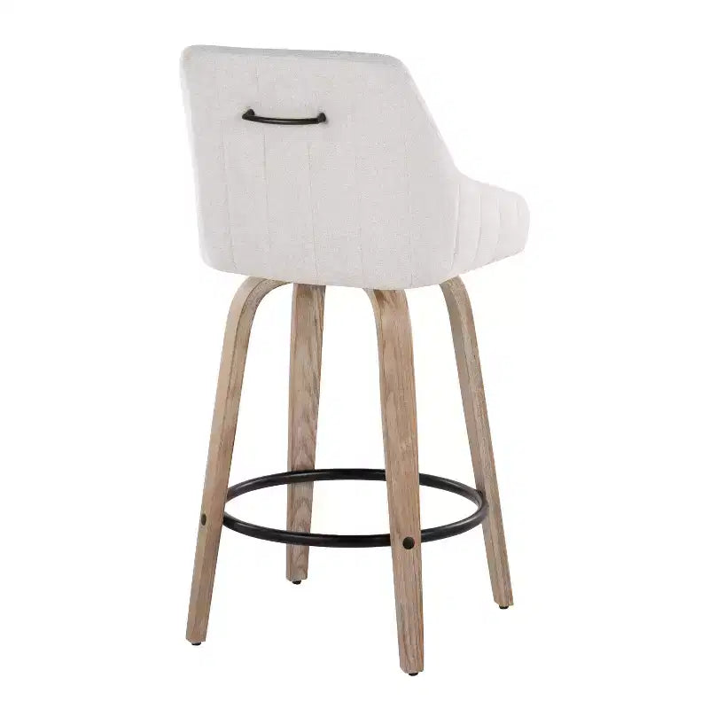 LumiSource Set di 2 Sgabelli Hannah Altezza Bancone Legno Bianco Anticatura
