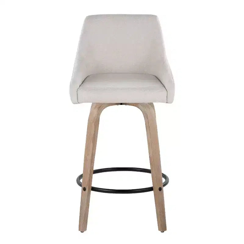 LumiSource Set di 2 Sgabelli Hannah Altezza Bancone Legno Bianco Anticatura