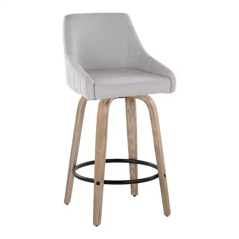 LumiSource Set di 2 Sgabelli Hannah Altezza Bancone Legno Bianco Anticatura