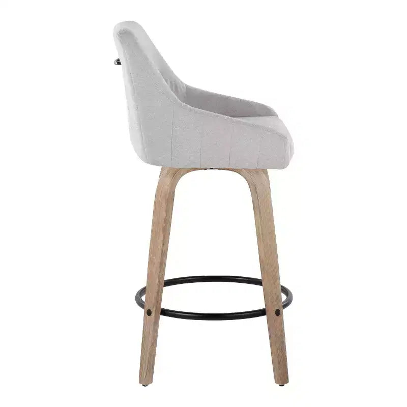 LumiSource Set di 2 Sgabelli Hannah Altezza Bancone Legno Bianco Anticatura