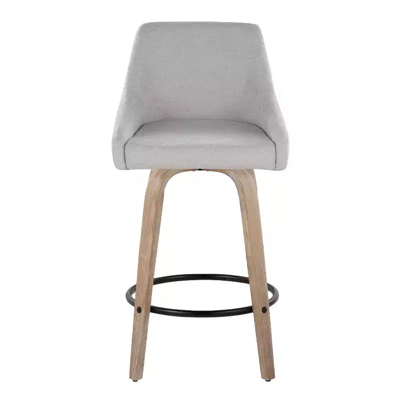 LumiSource Set di 2 Sgabelli Hannah Altezza Bancone Legno Bianco Anticatura