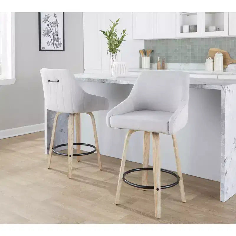 LumiSource Set di 2 Sgabelli Hannah Altezza Bancone Legno Bianco Anticatura