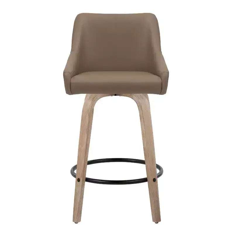 LumiSource Set di 2 Sgabelli Hannah Altezza Bancone Legno Bianco Anticatura