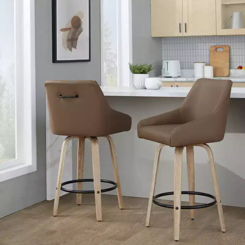 LumiSource Set di 2 Sgabelli Hannah Altezza Bancone Legno Bianco Anticatura
