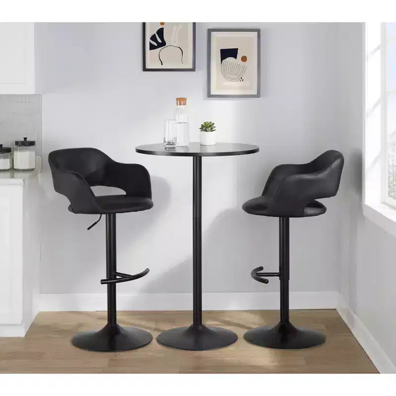 LumiSource Set di 2 Sgabelli da Bar Regolabili Margarite in PU Nero