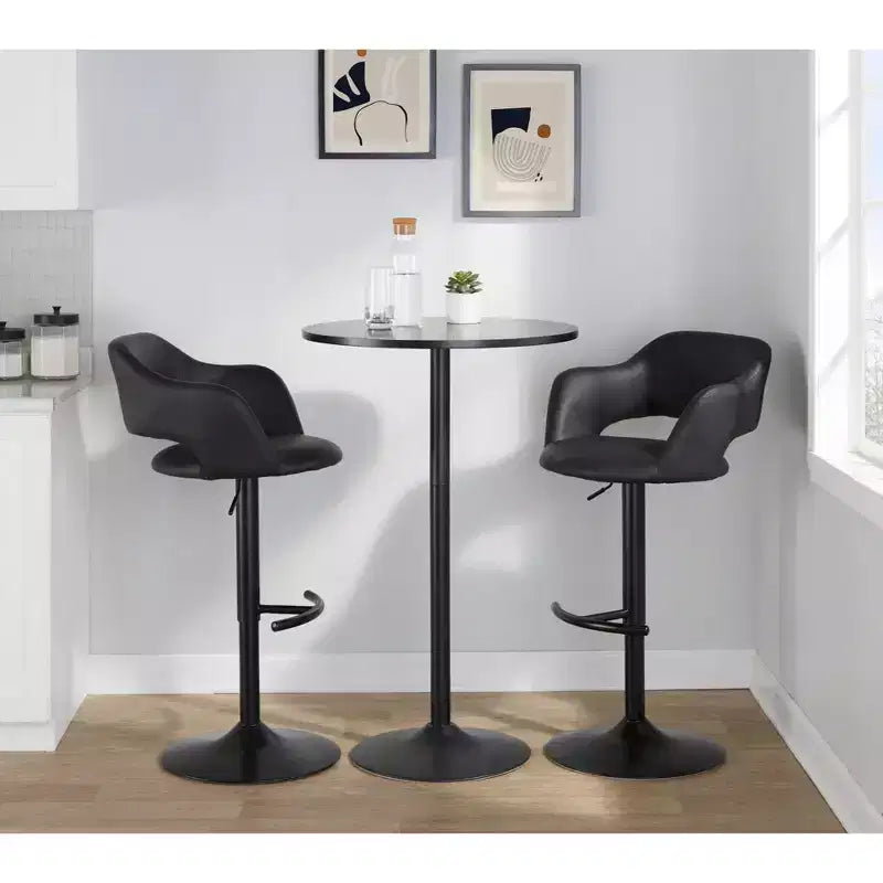 LumiSource Set di 2 Sgabelli da Bar Regolabili Margarite in PU Nero