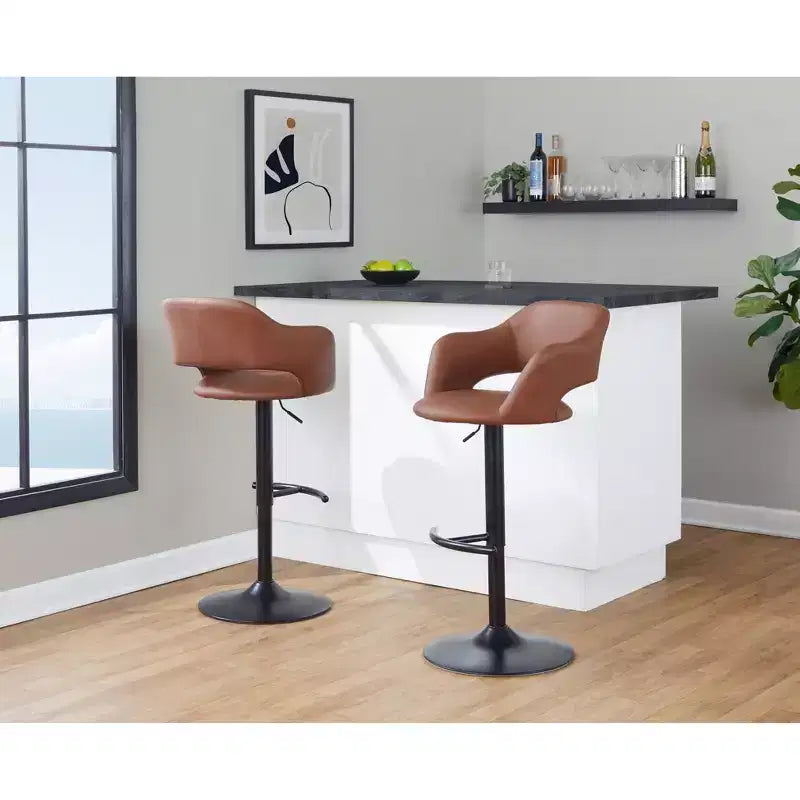 LumiSource Set di 2 Sgabelli da Bar Regolabili Margarite in PU Nero