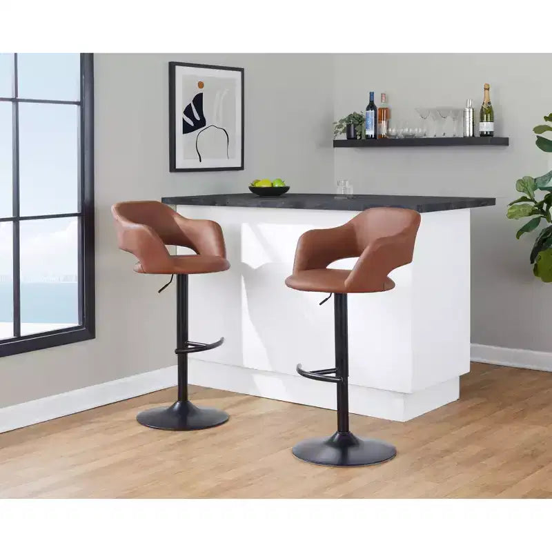 LumiSource Set di 2 Sgabelli da Bar Regolabili Margarite in PU Nero