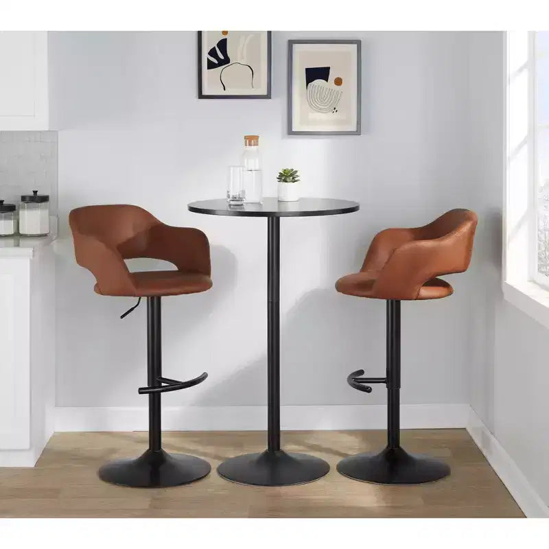 LumiSource Set di 2 Sgabelli da Bar Regolabili Margarite in PU Nero