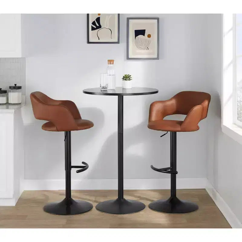 LumiSource Set di 2 Sgabelli da Bar Regolabili Margarite in PU Nero