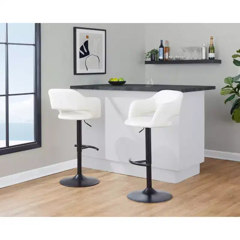 LumiSource Set di 2 Sgabelli da Bar Regolabili Margarite in PU Nero