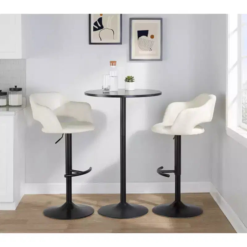 LumiSource Set di 2 Sgabelli da Bar Regolabili Margarite in PU Nero