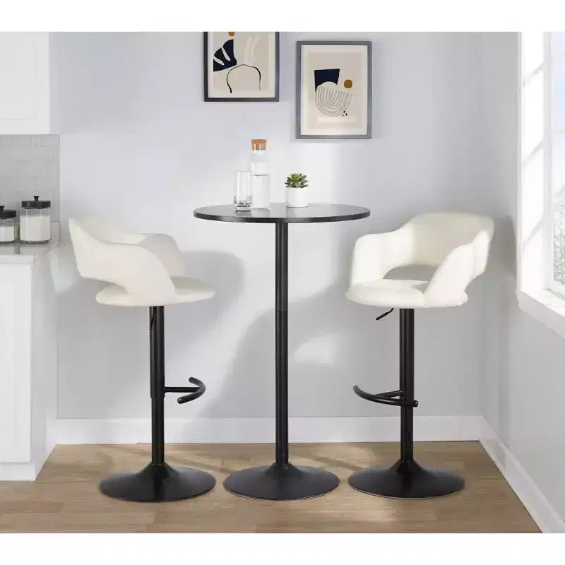 LumiSource Set di 2 Sgabelli da Bar Regolabili Margarite in PU Nero