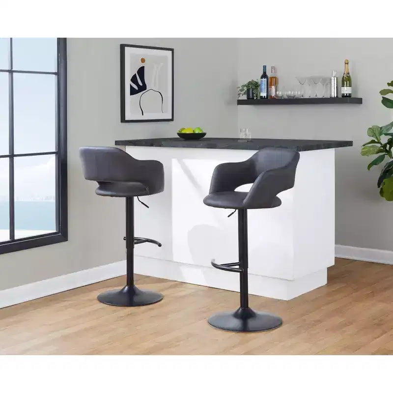 LumiSource Set di 2 Sgabelli da Bar Regolabili Margarite in PU Nero