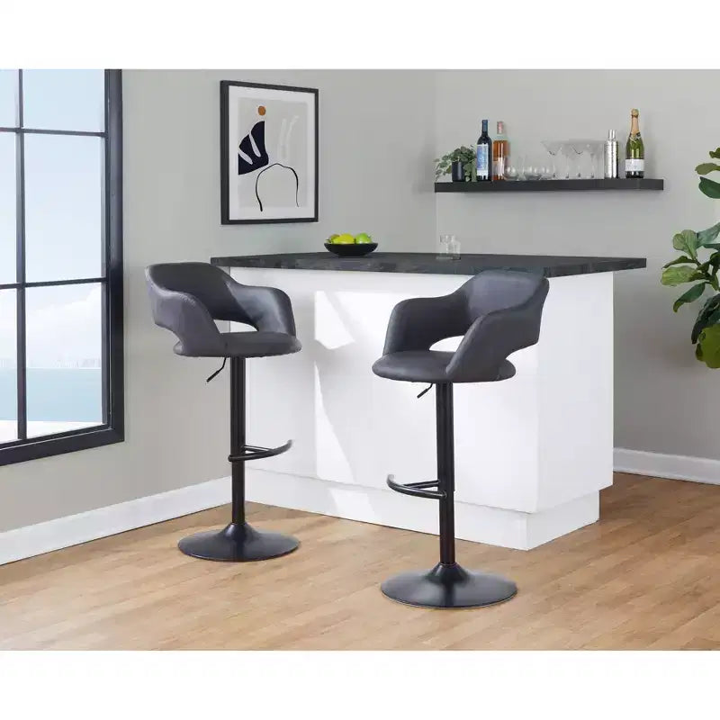 LumiSource Set di 2 Sgabelli da Bar Regolabili Margarite in PU Nero