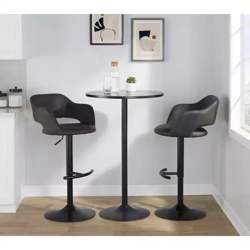 LumiSource Set di 2 Sgabelli da Bar Regolabili Margarite in PU Nero