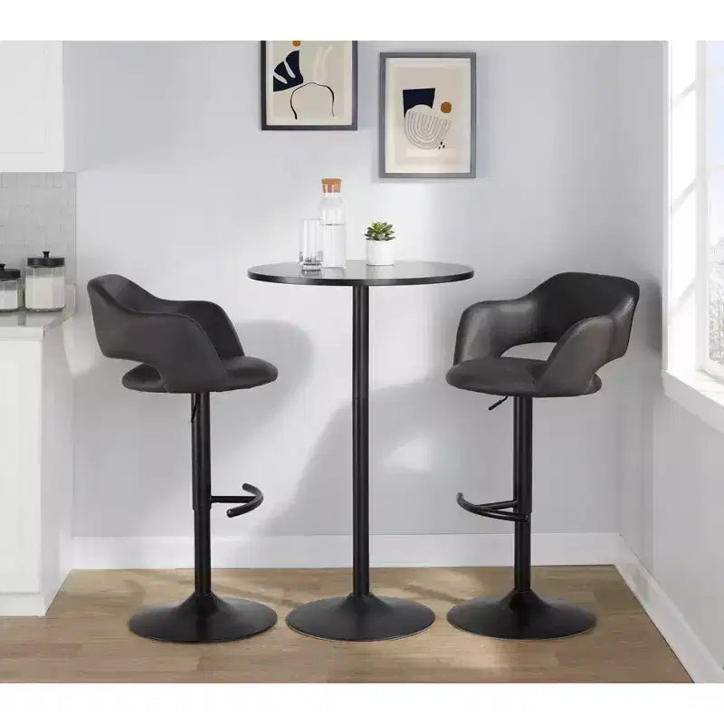 LumiSource Set di 2 Sgabelli da Bar Regolabili Margarite in PU Nero