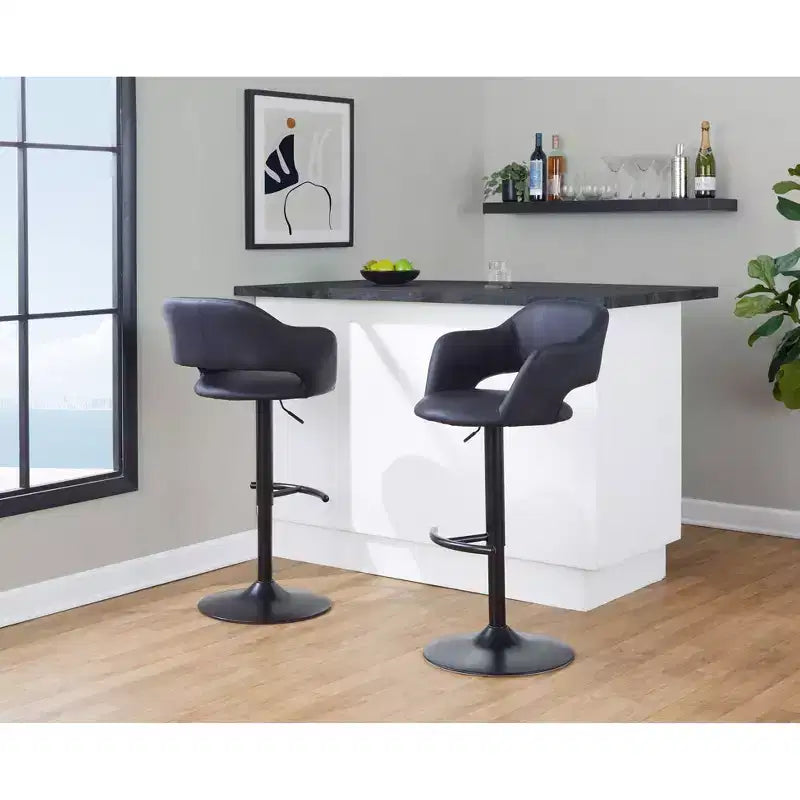 LumiSource Set di 2 Sgabelli da Bar Regolabili Margarite in PU Nero