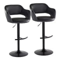 LumiSource Set of 2 Margarite Adjustable Barstools Black PU